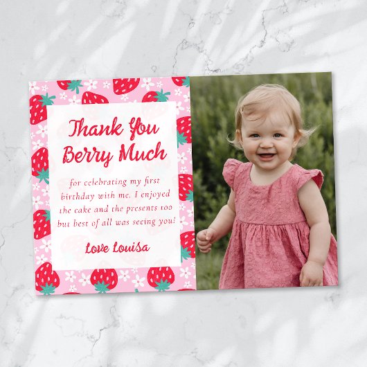 Sweet Berry Strawberry Daisy Foto Dankeskarte