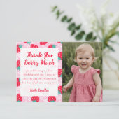 Sweet Berry Strawberry Daisy Foto Dankeskarte (Stehend Vorderseite)