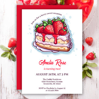 Sweet Berry Strawberry Shortcake Kindergeburtstag Einladung