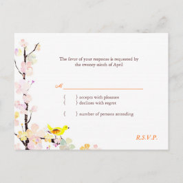 Sweet Bird auf Cherry Blossom Wedding RSVP Einladungspostkarte