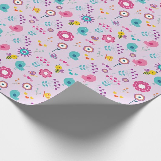 Sweet Bird & Bee Wrapping Paper Geschenkpapier (Ecke)