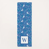 Sweet Bird Blue Botanical Pattern Monogram Yogamatte (Vorderseite)