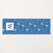 Sweet Bird Blue Botanical Pattern Monogram Yogamatte (Vorderseite (Horizontal))