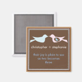 Sweet Bird Family Couple mit Baby Magnet (Vorderseite/Rückseite)