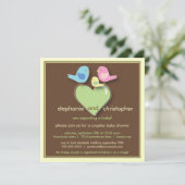 Sweet Bird Family Paare Kinderdusche Einladung (Stehend Vorderseite)