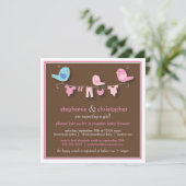 Sweet Bird Girl Couple Baby Dusche Einladung (Stehend Vorderseite)