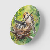 Sweet bird nest painting runde wanduhr (Winkel)