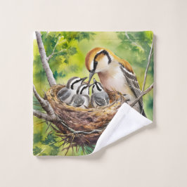 Sweet bird nest painting waschlappen