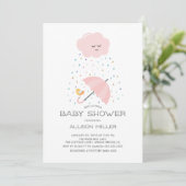 Sweet Bird Umbrella Baby Dusche Einladung (Stehend Vorderseite)