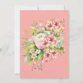 Sweet Bird Wasserfarbe Rosa Blume Kinderdusche Einladung (Rückseite)