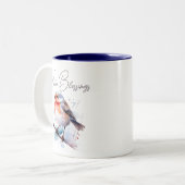 Sweet Bird "Winter Magic" Wasserfarbe Zweifarbige Tasse (Vorderseite Links)