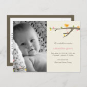 Sweet Birdie Baby Birth Ankündigung (Vorne/Hinten)