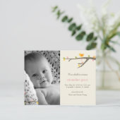 Sweet Birdie Baby Birth Ankündigung (Stehend Vorderseite)