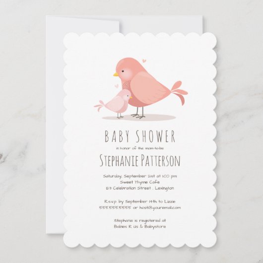 Sweet Birdie Baby Shower Einladung (Vorderseite)