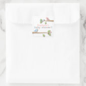 Sweet Birdie Pink & Blue Baby Duschaufkleber Quadratischer Aufkleber (Tasche)