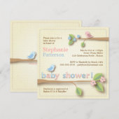 Sweet Birdie Pink & Blue Baby Einladung (Vorne/Hinten)