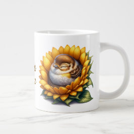 Sweet Birdie Sleeping Swallow On Sunflower Jumbo-Tasse