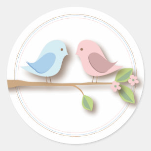 Sweet Birdie Twin Boy Girl Babyaufkleber Runder Aufkleber