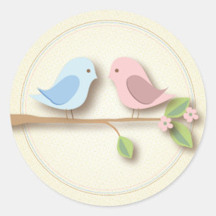 Sweet Birdie Twin Boy Girl Babyaufkleber Runder Aufkleber