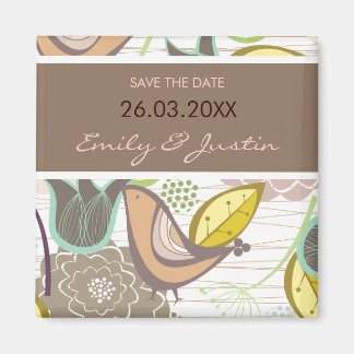 Sweet Birds Floral Save the Date Wedding Magnet