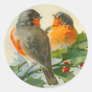 Sweet Birds Vintag Postcard Print Stickers Tags