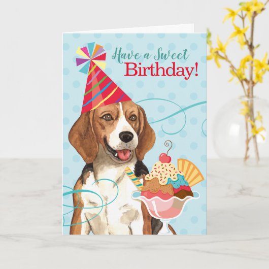Sweet Birthday Beagle Karte (Gelbe Blume)