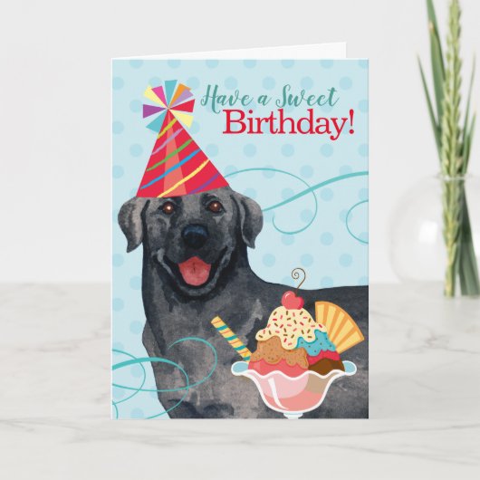 Sweet Birthday Black Lab Karte (Vorderseite)
