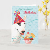 Sweet Birthday Bull Terrier Karte (Gelbe Blume)