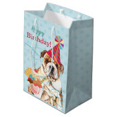 Sweet Birthday Bulldog Medium Gift Bag Mittlere Geschenktüte (Rückseite Schrägansicht)