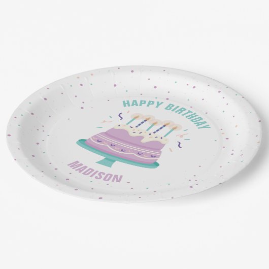 Sweet Birthday Cake Kindergeburtstag Party Pappteller (Schrägansicht)