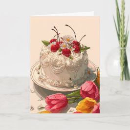 Sweet Birthday Cake Wishes Card Karte