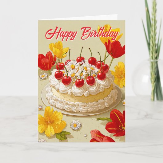 Sweet Birthday Cake Wishes Card Karte (Vorderseite)