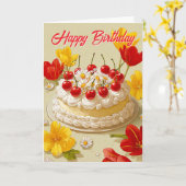 Sweet Birthday Cake Wishes Card Karte (Gelbe Blume)