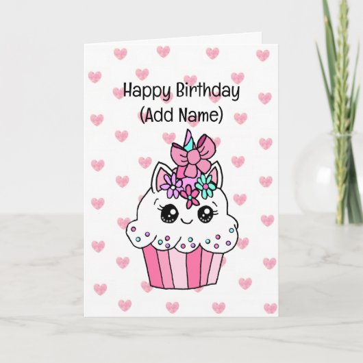 Sweet Birthday Card für sie | Einhorn Cupcake Karte (Vorderseite)