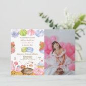 Sweet Birthday Einladung mit Foto (Stehend Vorderseite)