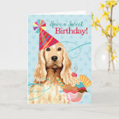 Sweet Birthday English Cocker Spaniel Card Karte (Gelbe Blume)