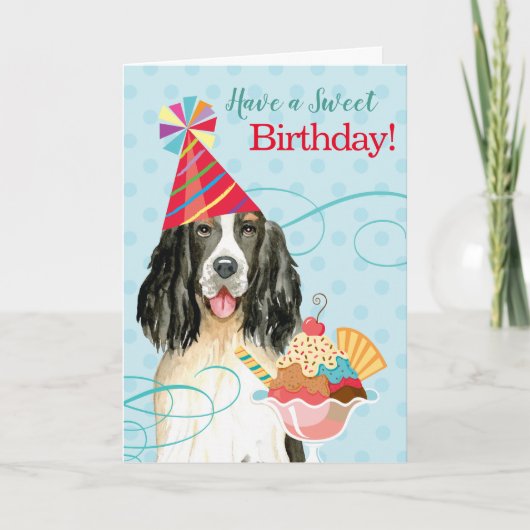 Sweet Birthday English Springer Spaniel Karte (Vorderseite)