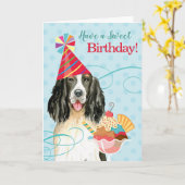 Sweet Birthday English Springer Spaniel Karte (Gelbe Blume)
