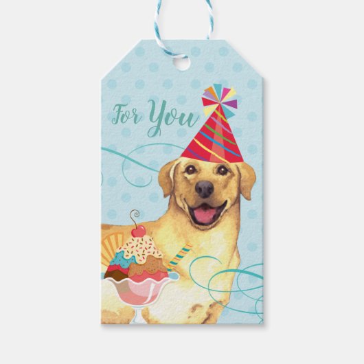Sweet Birthday Gelbe Labrador Geschenkanhänger (Vorderseite)