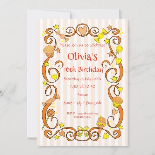 Sweet Birthday Girl Einladung (Vorderseite)