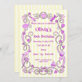 Sweet Birthday Girl Pink Einladung (Vorne/Hinten)