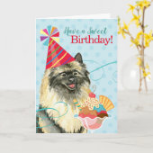 Sweet Birthday Keeshond Card Karte (Gelbe Blume)