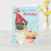 Sweet Birthday Mops Card Karte (Gelbe Blume)