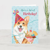 Sweet Birthday Pembroke Welsh Corgi Card Karte (Vorderseite)