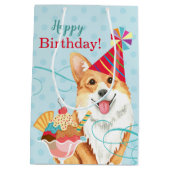 Sweet Birthday Pembroke Welsh Corgi Mittlere Geschenktüte (Rückseite)