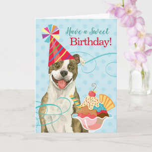 Sweet Birthday Pit Bull Terrier Karte