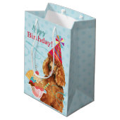 Sweet Birthday Poodle Mittlere Geschenktüte (Rückseite Schrägansicht)