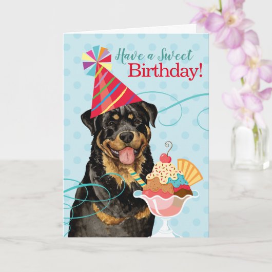 Sweet Birthday Rottweiler Card Karte (Orchidee)