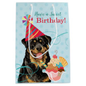 Sweet Birthday Rottweiler Medium Geschenktasche Mittlere Geschenktüte (Vorderseite)