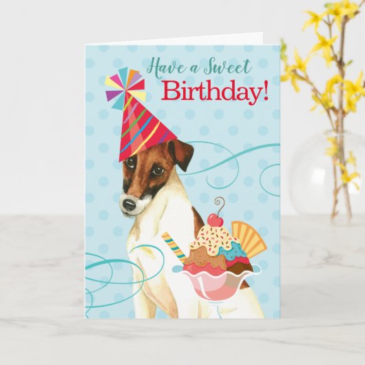Sweet Birthday Smooth Fox Terrier Karte (Gelbe Blume)